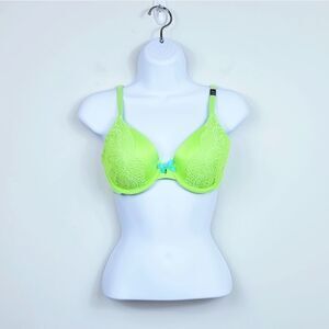 NWT Victoria’s Secret Body Bra – Green with Blue Bow 32D